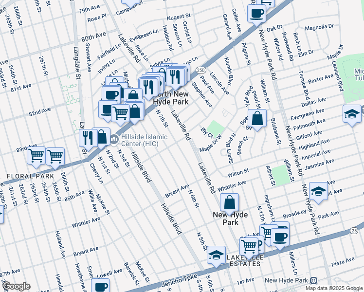 map of restaurants, bars, coffee shops, grocery stores, and more near 986 North 7th Street in New Hyde Park