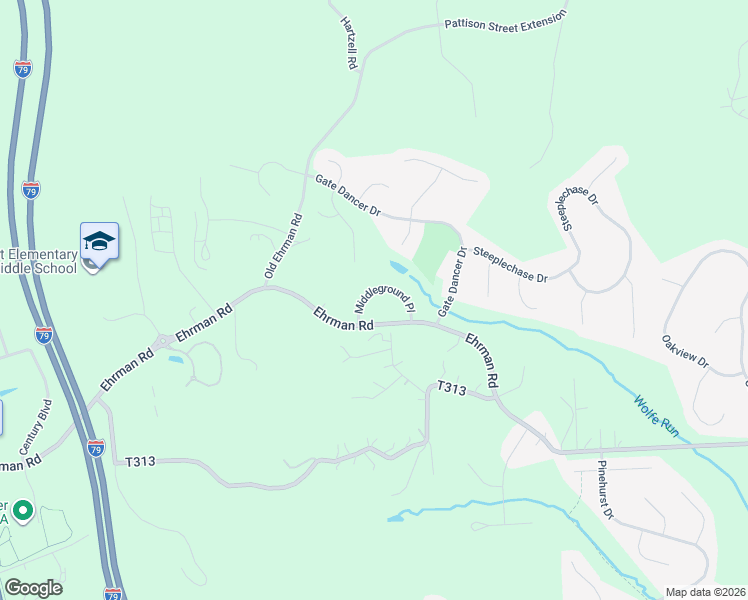 map of restaurants, bars, coffee shops, grocery stores, and more near 108 Middleground Place in Cranberry Township