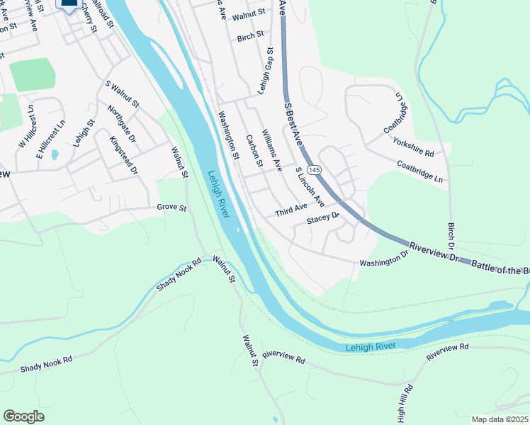 map of restaurants, bars, coffee shops, grocery stores, and more near 945 Washington St in Walnutport