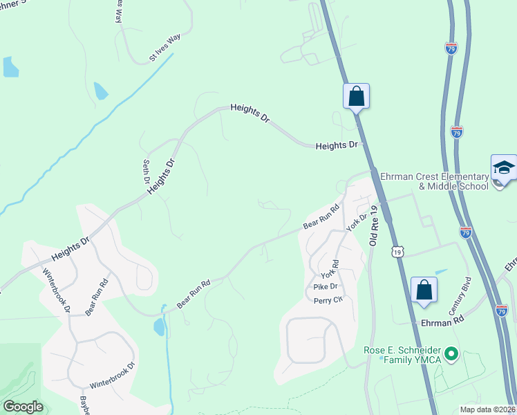 map of restaurants, bars, coffee shops, grocery stores, and more near 5056 Bear Run Road in Cranberry Township