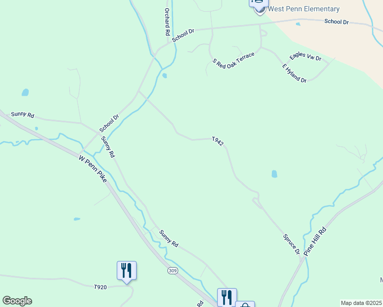 map of restaurants, bars, coffee shops, grocery stores, and more near 517 Spruce Drive in New Ringgold