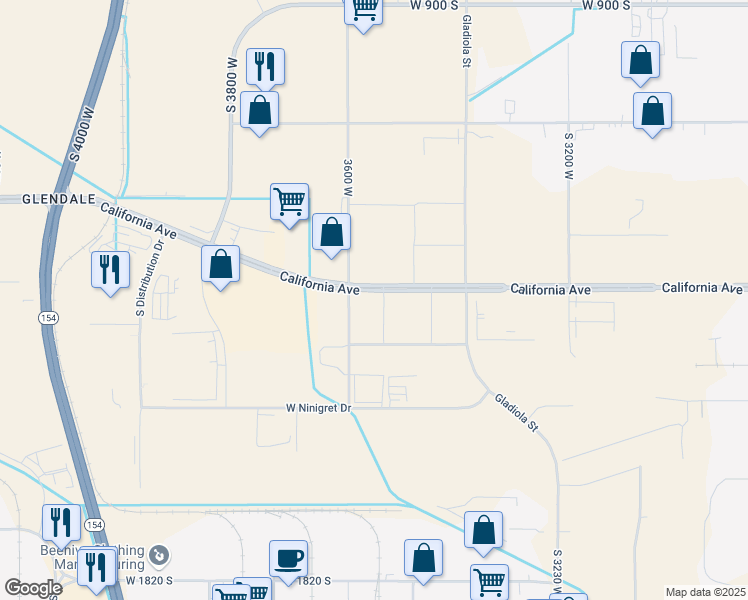 map of restaurants, bars, coffee shops, grocery stores, and more near 1415 3600 West in Salt Lake City