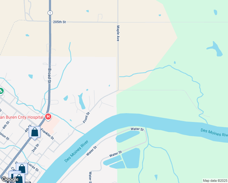 map of restaurants, bars, coffee shops, grocery stores, and more near in Keosauqua