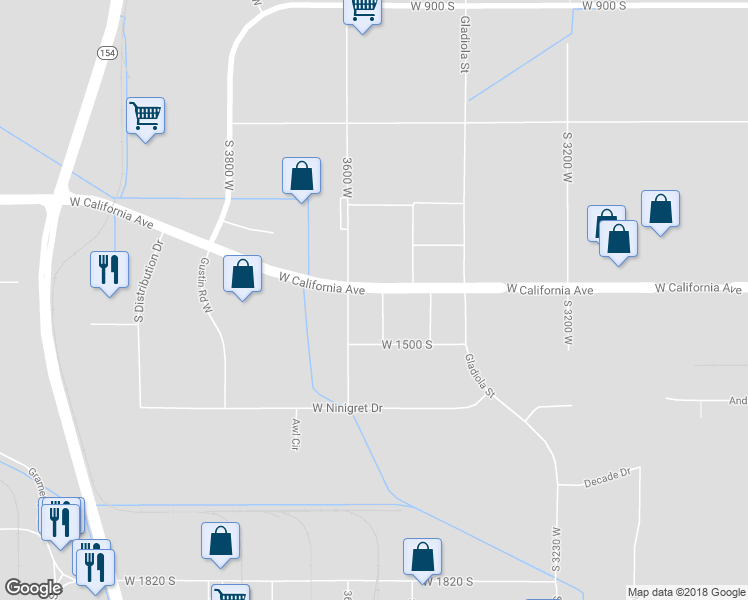 map of restaurants, bars, coffee shops, grocery stores, and more near 1415 West California Avenue in Salt Lake City
