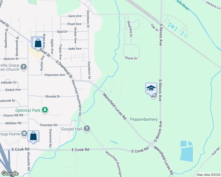 map of restaurants, bars, coffee shops, grocery stores, and more near 2-698 Miley Drive in Mansfield