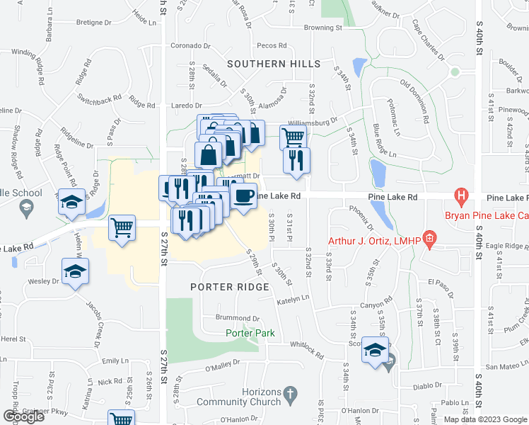 map of restaurants, bars, coffee shops, grocery stores, and more near 7031 South 30th Place in Lincoln