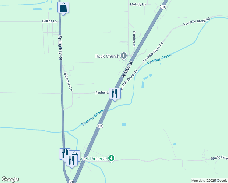 map of restaurants, bars, coffee shops, grocery stores, and more near 101 Ten Mile Creek Road in East Peoria
