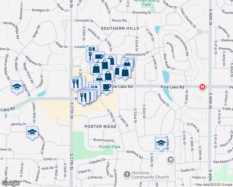 map of restaurants, bars, coffee shops, grocery stores, and more near 7031 South 30th Place in Lincoln