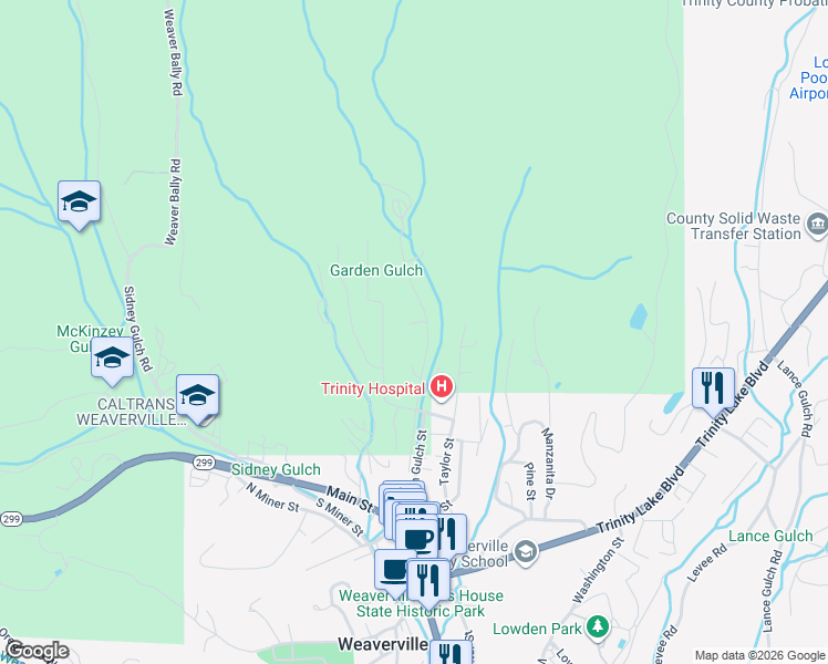 map of restaurants, bars, coffee shops, grocery stores, and more near 330 Easter Avenue in Weaverville