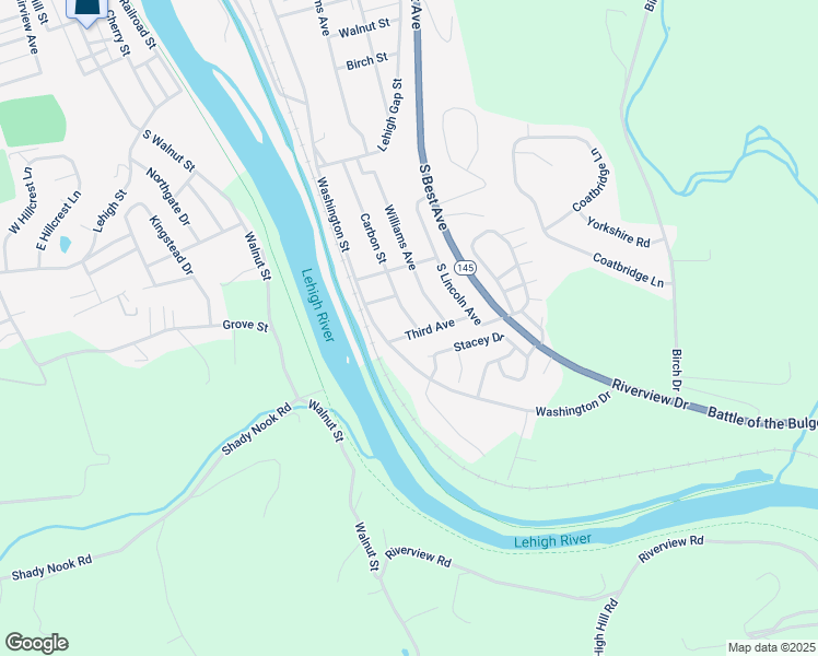 map of restaurants, bars, coffee shops, grocery stores, and more near 117 3rd Avenue in Walnutport