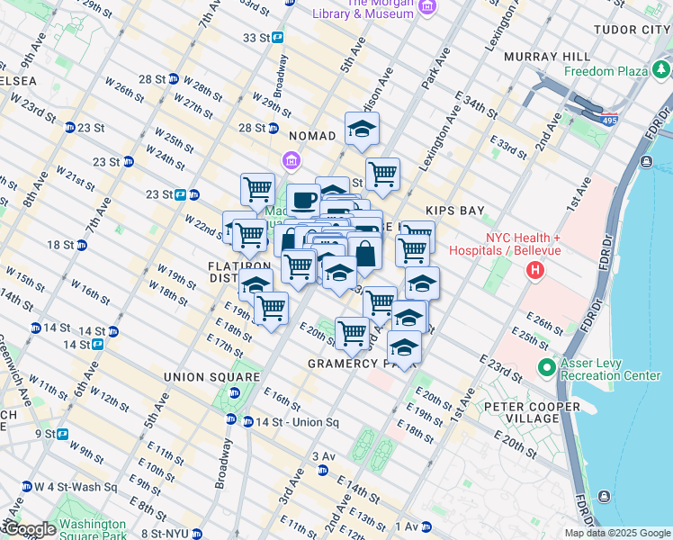 map of restaurants, bars, coffee shops, grocery stores, and more near in New York