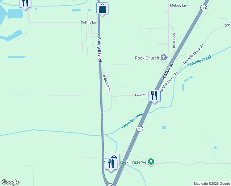 map of restaurants, bars, coffee shops, grocery stores, and more near 122 Fauber Lane in East Peoria