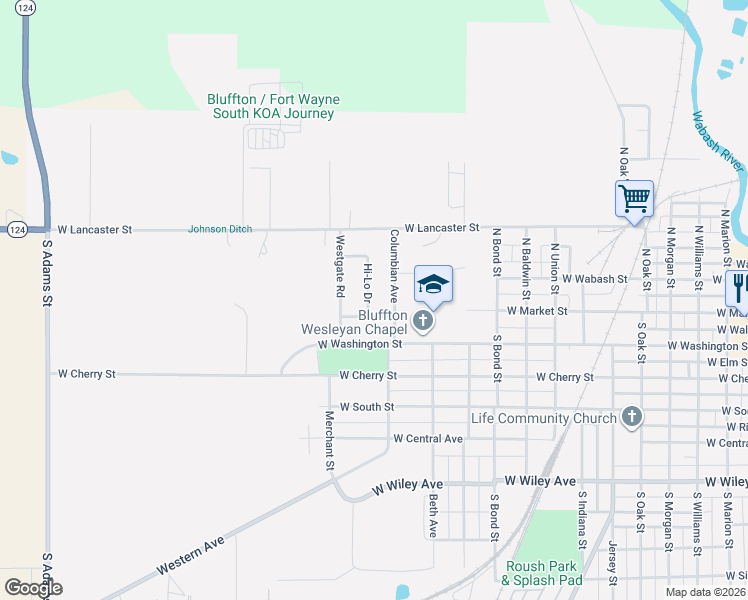 map of restaurants, bars, coffee shops, grocery stores, and more near 24 Hi-Lo Dr in Bluffton