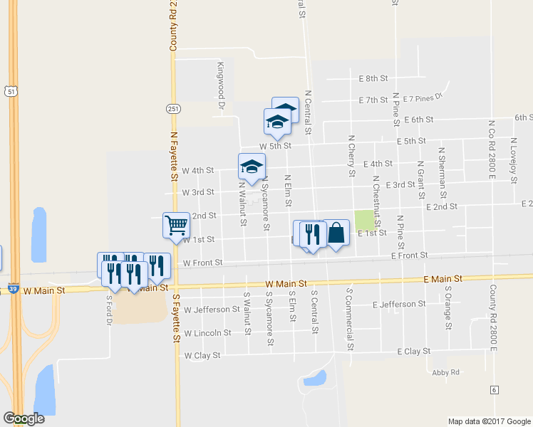 map of restaurants, bars, coffee shops, grocery stores, and more near North Sycamore Street in El Paso