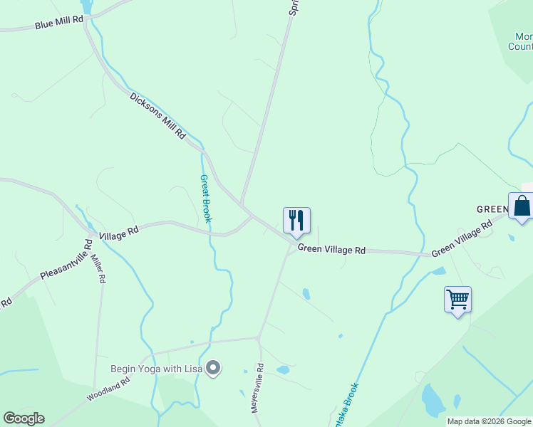 map of restaurants, bars, coffee shops, grocery stores, and more near 501 Spring Valley Road in Harding Township
