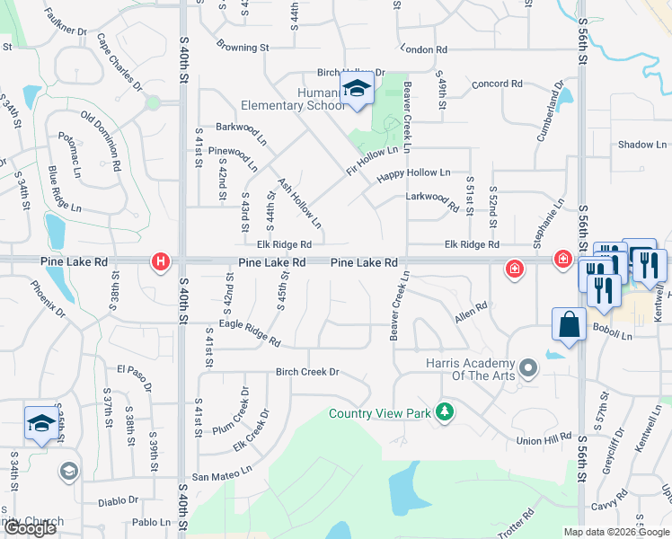 map of restaurants, bars, coffee shops, grocery stores, and more near 7017 Eagle Ridge Circle in Lincoln