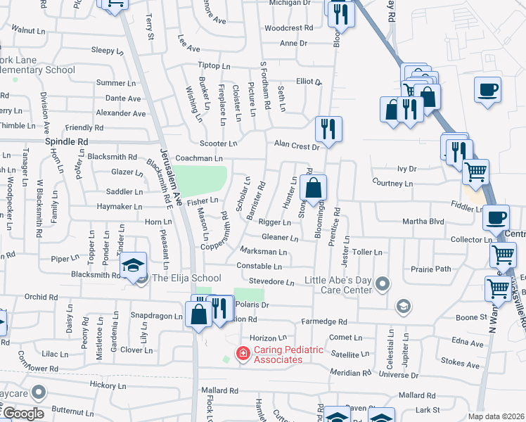 map of restaurants, bars, coffee shops, grocery stores, and more near 2 Rigger Lane in Levittown