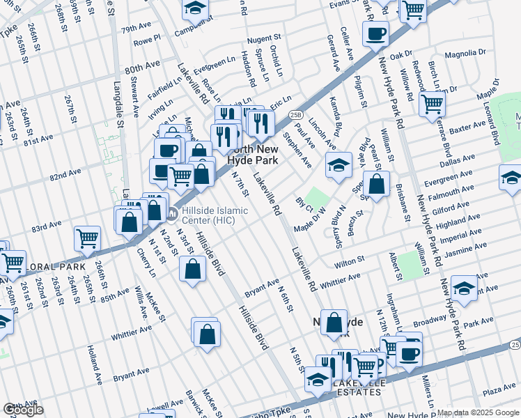 map of restaurants, bars, coffee shops, grocery stores, and more near 986 North 7th Street in New Hyde Park