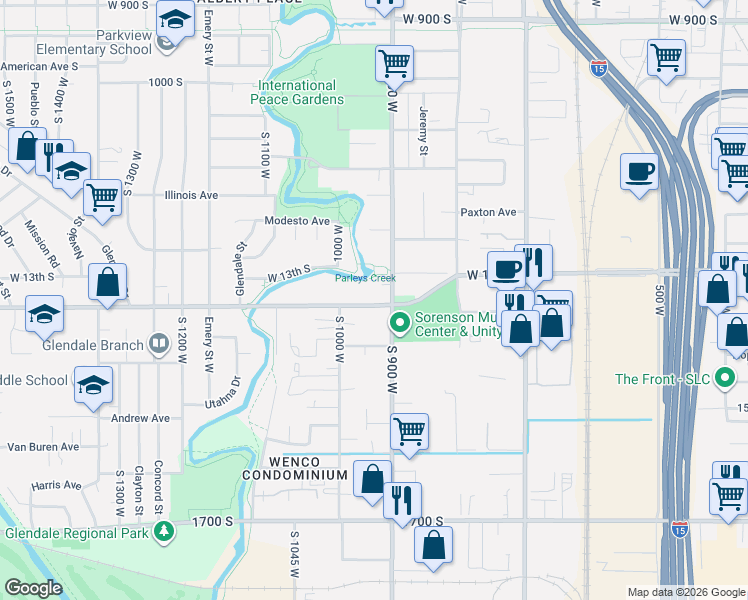 map of restaurants, bars, coffee shops, grocery stores, and more near West California Avenue in Salt Lake City