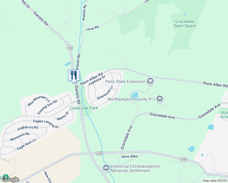 map of restaurants, bars, coffee shops, grocery stores, and more near 2904 Mallard Court in Nazareth