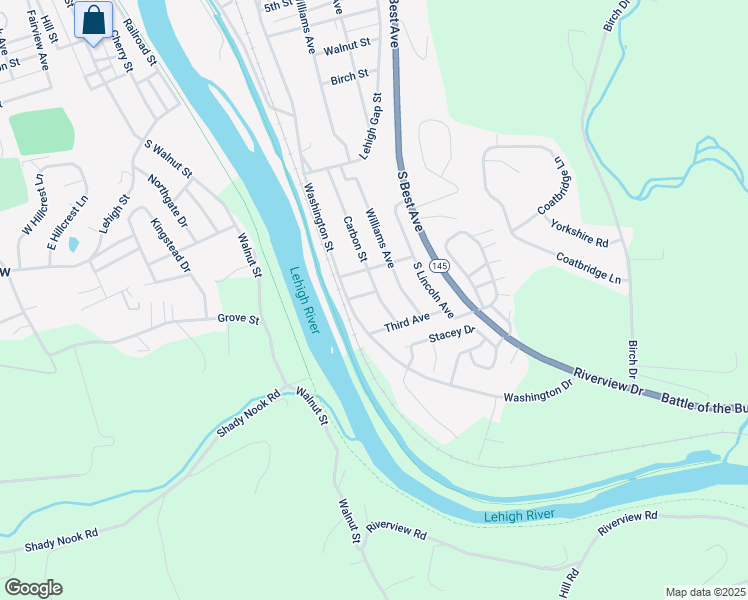 map of restaurants, bars, coffee shops, grocery stores, and more near 118 2nd Avenue in Walnutport