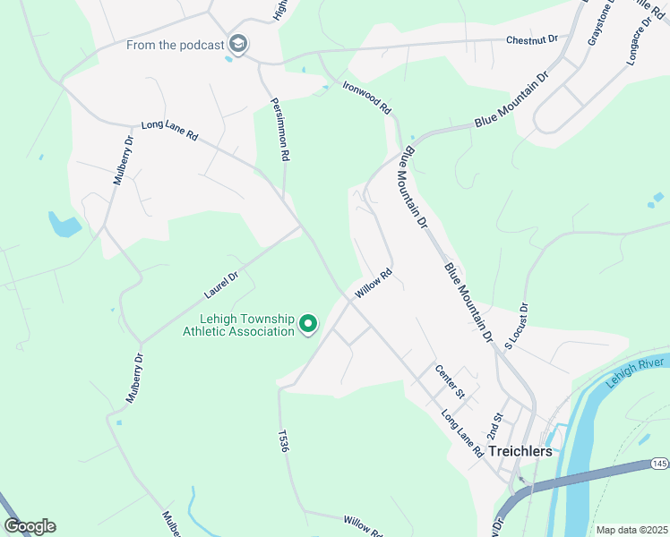 map of restaurants, bars, coffee shops, grocery stores, and more near 448 Long Lane Road in Walnutport