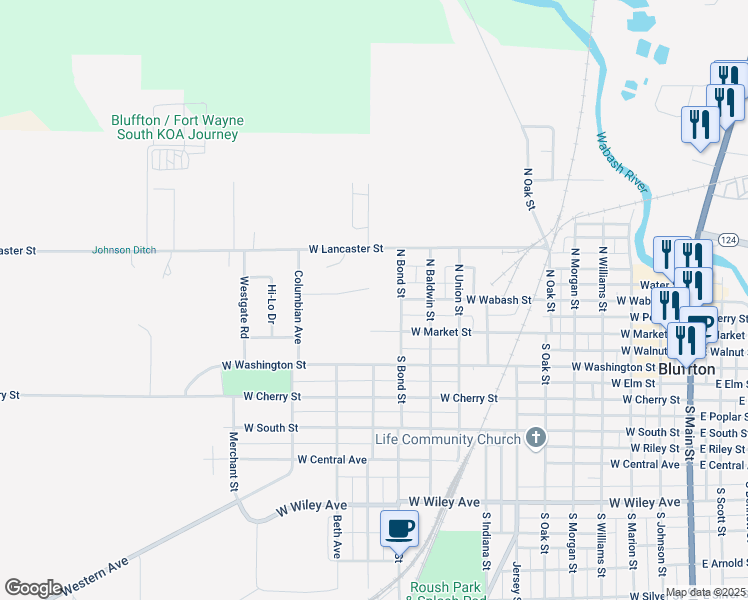 map of restaurants, bars, coffee shops, grocery stores, and more near 1127 Sunnyglenn Court in Bluffton