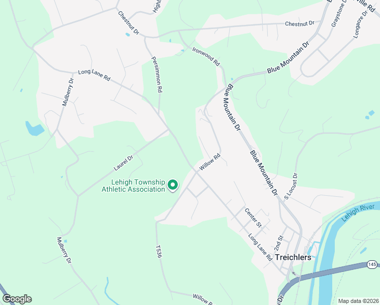 map of restaurants, bars, coffee shops, grocery stores, and more near 467 Willow Road in Walnutport