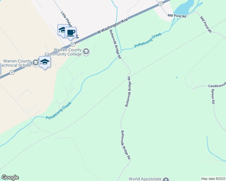 map of restaurants, bars, coffee shops, grocery stores, and more near 44 New Jersey 57 in Washington