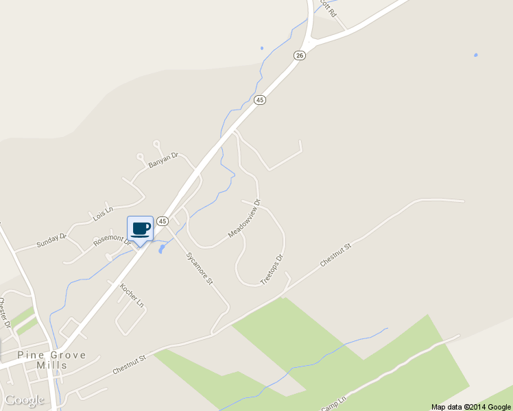 map of restaurants, bars, coffee shops, grocery stores, and more near 299 Treetops Drive in State College