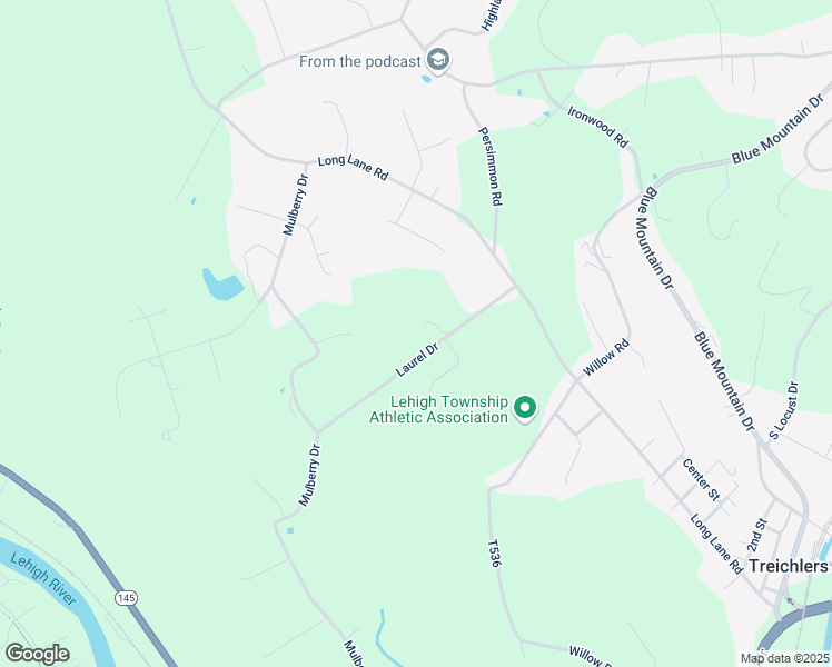 map of restaurants, bars, coffee shops, grocery stores, and more near 4514 Laurel Drive in Walnutport