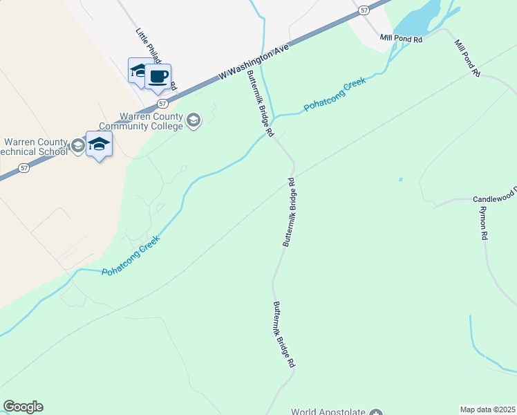 map of restaurants, bars, coffee shops, grocery stores, and more near 44 New Jersey 57 in Washington