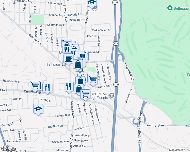 map of restaurants, bars, coffee shops, grocery stores, and more near 9 Lenox Avenue in Bethpage