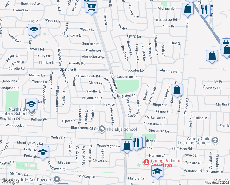 map of restaurants, bars, coffee shops, grocery stores, and more near 304 Jerusalem Avenue in Levittown