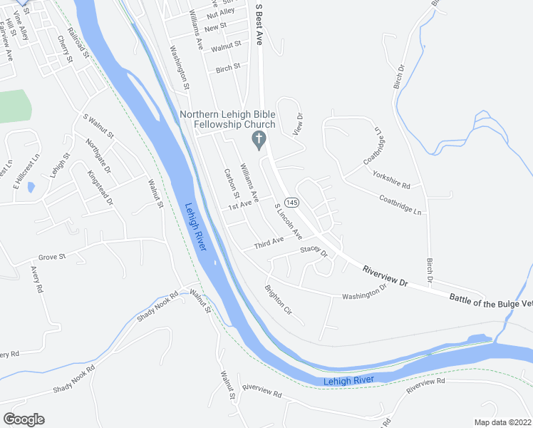 map of restaurants, bars, coffee shops, grocery stores, and more near 911 Williams Avenue in Walnutport