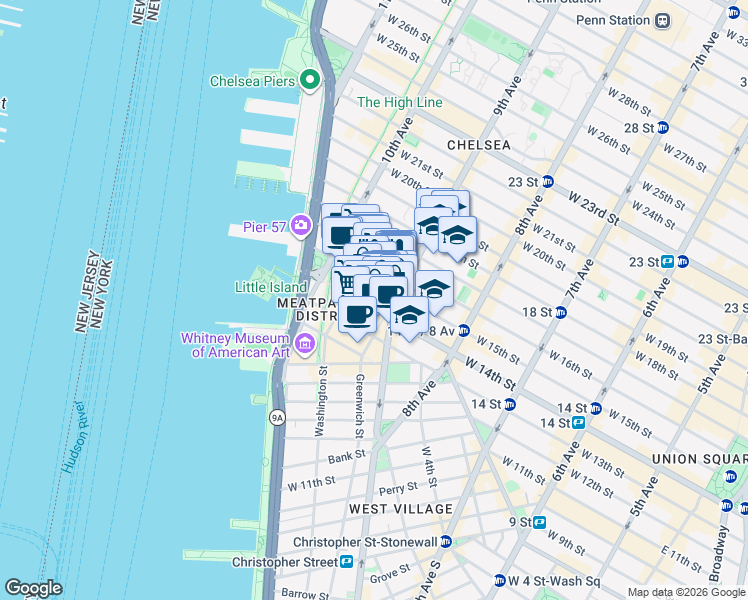 map of restaurants, bars, coffee shops, grocery stores, and more near in 
