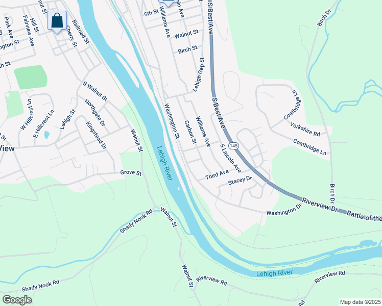 map of restaurants, bars, coffee shops, grocery stores, and more near 913 Carbon Street in Walnutport