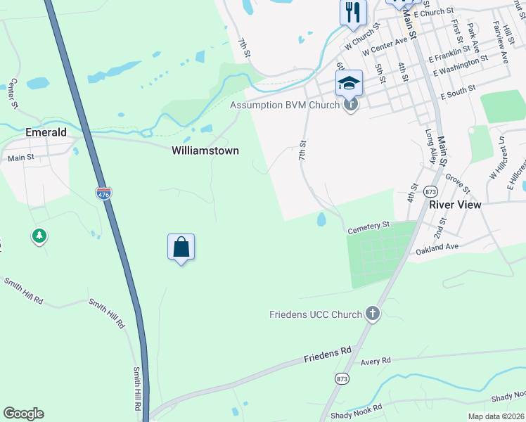 map of restaurants, bars, coffee shops, grocery stores, and more near 3012 Beddall St in Slatington