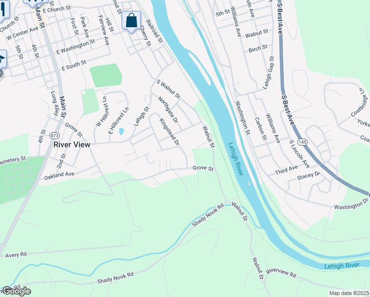 map of restaurants, bars, coffee shops, grocery stores, and more near 7165 Kingstead Dr in Slatington