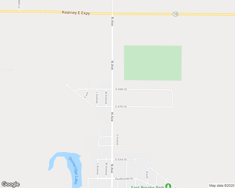 map of restaurants, bars, coffee shops, grocery stores, and more near 1321 East 69th Street in Kearney