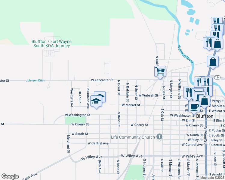 map of restaurants, bars, coffee shops, grocery stores, and more near 1127 Sunnyglenn Court in Bluffton