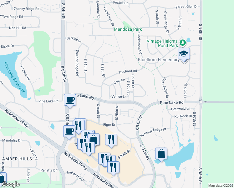map of restaurants, bars, coffee shops, grocery stores, and more near 6904 Milan Drive in Lincoln