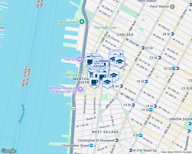 map of restaurants, bars, coffee shops, grocery stores, and more near in 