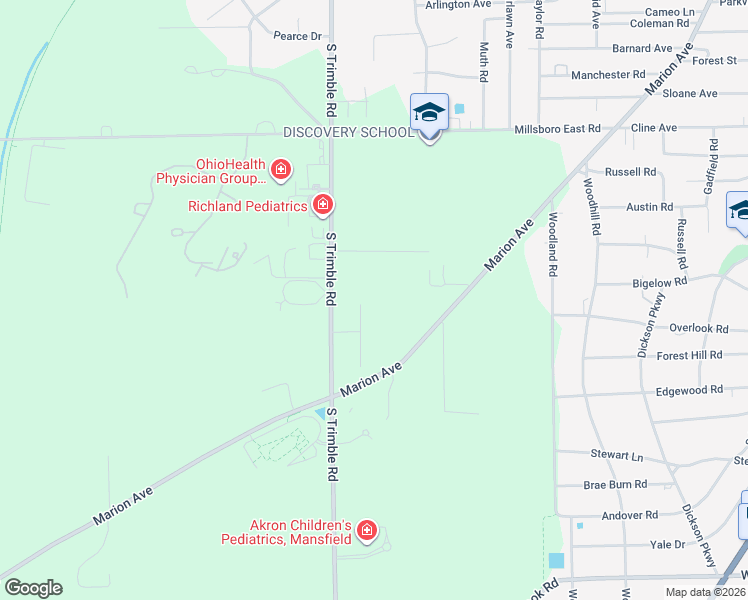 map of restaurants, bars, coffee shops, grocery stores, and more near 600 Bally Row in Mansfield