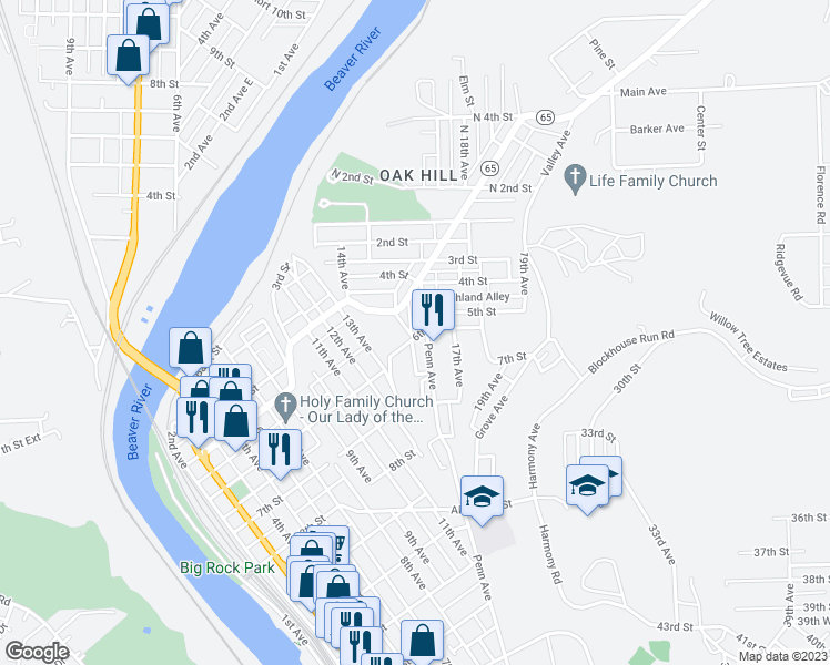 map of restaurants, bars, coffee shops, grocery stores, and more near 1505 6th Street in New Brighton