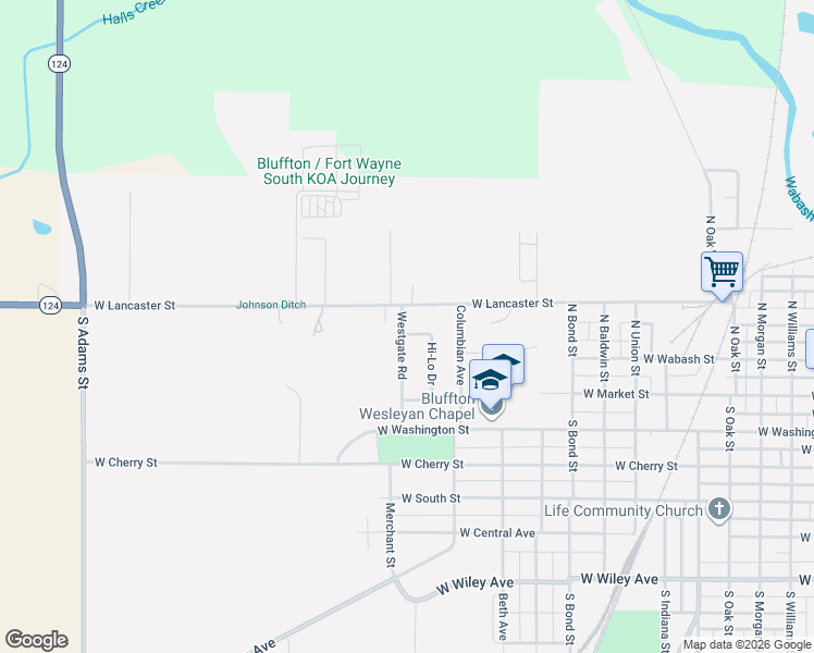 map of restaurants, bars, coffee shops, grocery stores, and more near 58 Westgate Rd in Bluffton