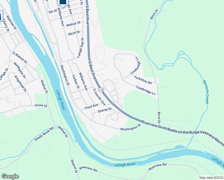 map of restaurants, bars, coffee shops, grocery stores, and more near 24 D Street in Walnutport