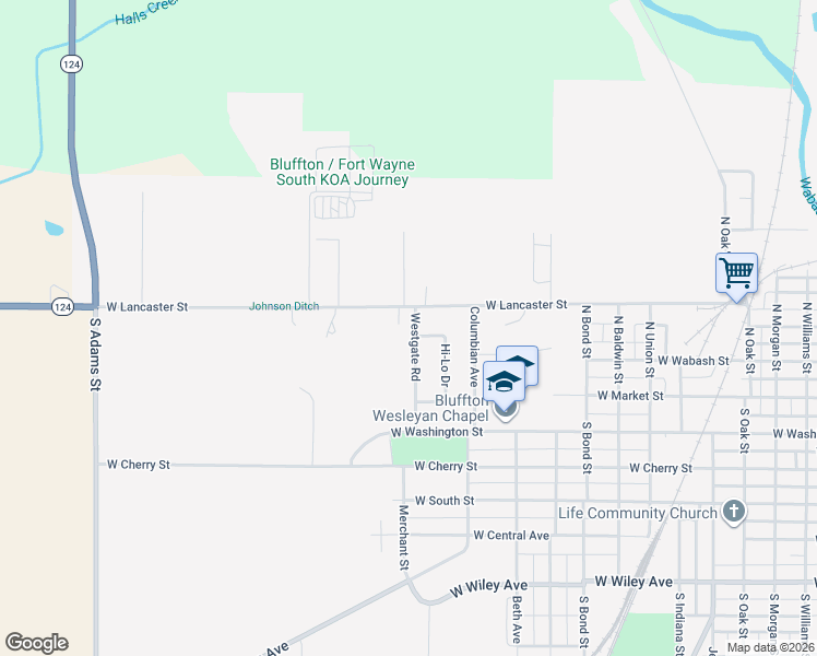 map of restaurants, bars, coffee shops, grocery stores, and more near 58 Westgate Rd in Bluffton
