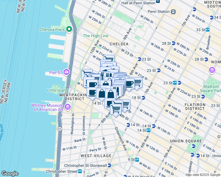 map of restaurants, bars, coffee shops, grocery stores, and more near in New York