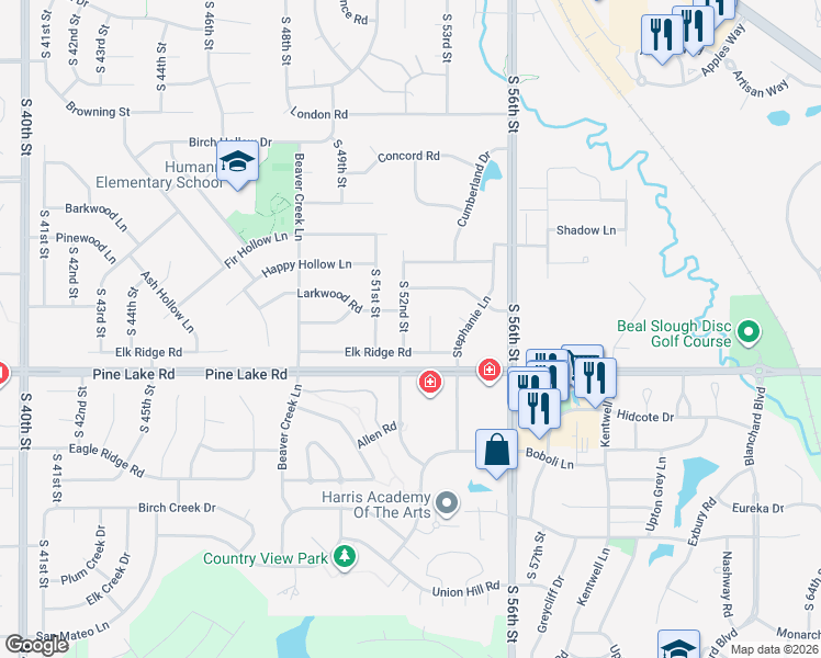 map of restaurants, bars, coffee shops, grocery stores, and more near in Lincoln